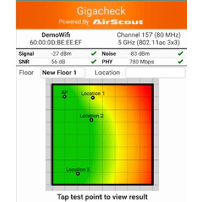 Опция построения тепловой карты для анализатора WiFi сети AirScout GigaCheck AGC350